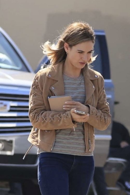 Lily James on the Set of Swiped in Los Angeles 3