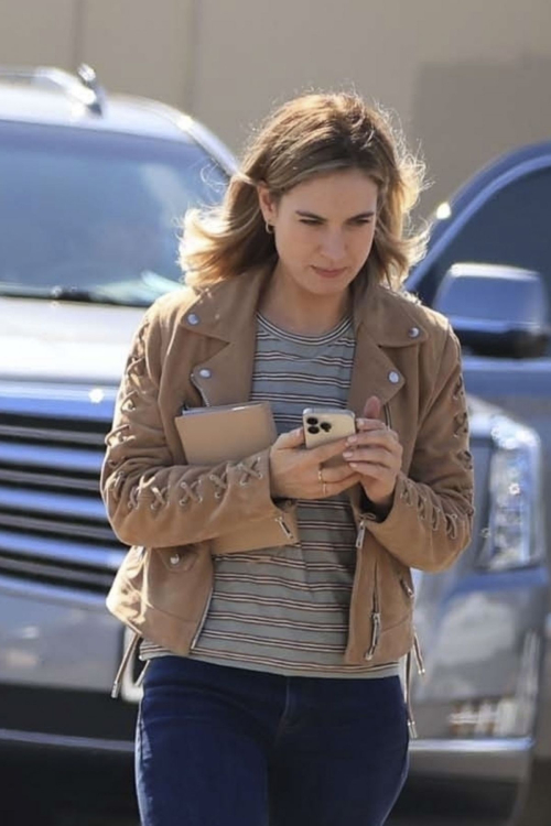 Lily James on the Set of Swiped in Los Angeles 4