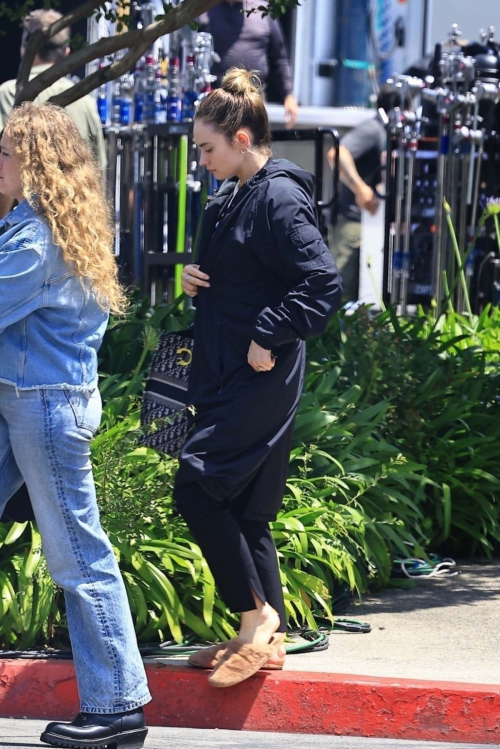 Lily James Takes Lunch Break on Set of Swiped Los Angeles 1