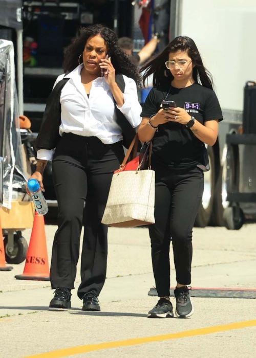 Niecy Nash Takes a Break on the Set of Grotesquerie in Los Angeles 4