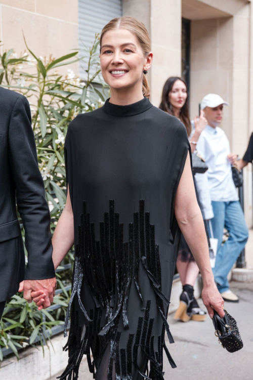 Rosamund Pike Arrives at Dior Fall 2024 Couture Show Paris