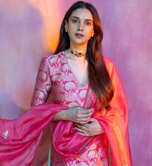 Aditi Rao Hydari wears Pink Sharbathi Sharara For Sona and Za’s Shaadi Wedding, July 2024 2