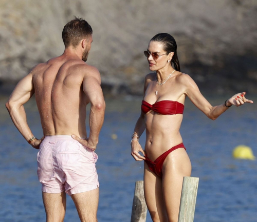 Alessandra Ambrosio in Bikini and Alexander Smurfit at a Beach in Ibiza 2