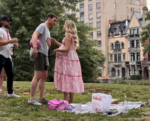 Anna Camp and Pete Ploszek on the Set of YOU in Central Park New York 1