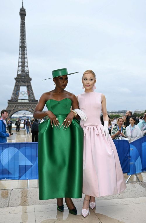 Ariana Grande seen in Light Pink Dress at Paris 2024 Olympic Games Opening Ceremony in Paris 3