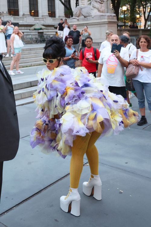 Cardi B seen in Multicolor Dress at Marc Jacobs Fashion Show in New York, July 2024 2