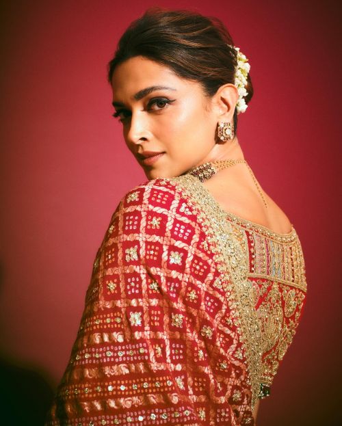 Deepika Padukone poses in Red Color Saree Photos, March 2024