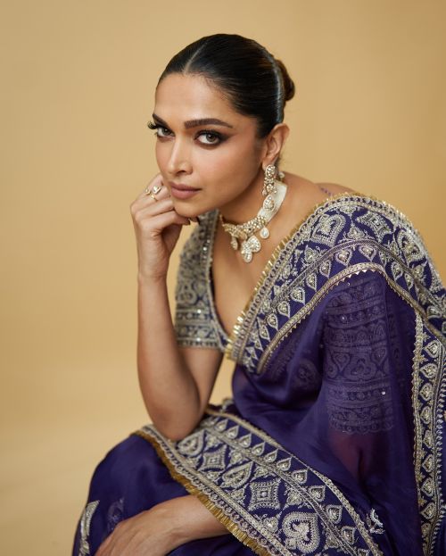 Deepika Padukone wears a Purple Color Stylish Saree during Photoshoot, July 2024 1