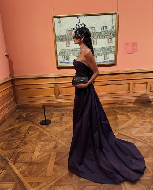 Demi Moore wears Mask and Purple Gown Dress at Cartier Jewelry Gala Event, June 2024 3