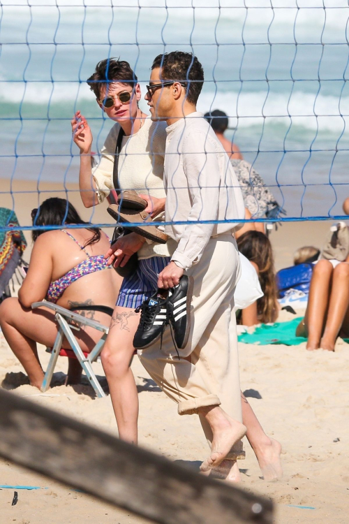 Emma Corrin and Rami Malek Out on Ipanema Beach Rio de Janeiro 2