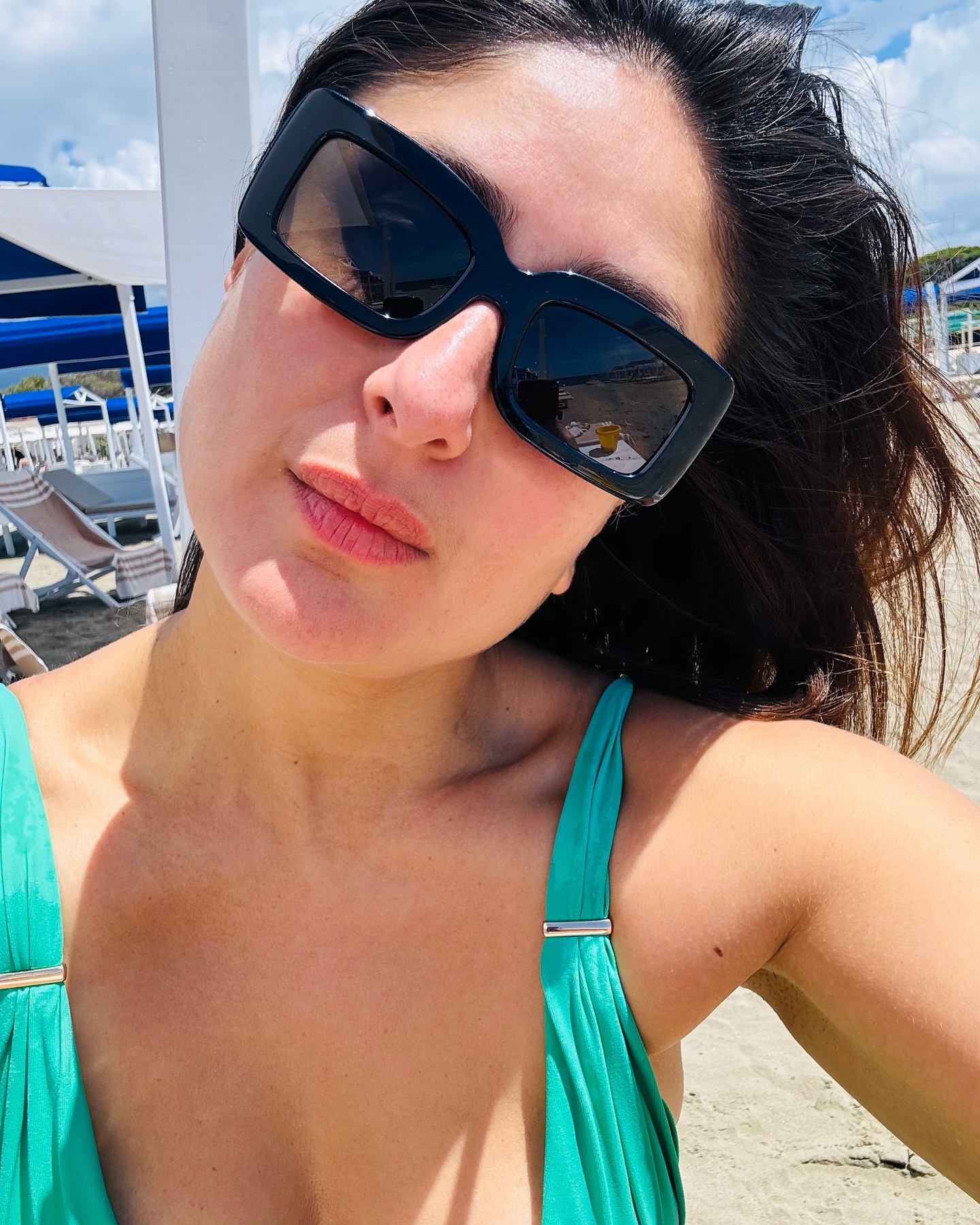 Kareena Kapoor Enjoys a Beach Day in Green Swimwear Behind Saif Ali Khan,  June 2024