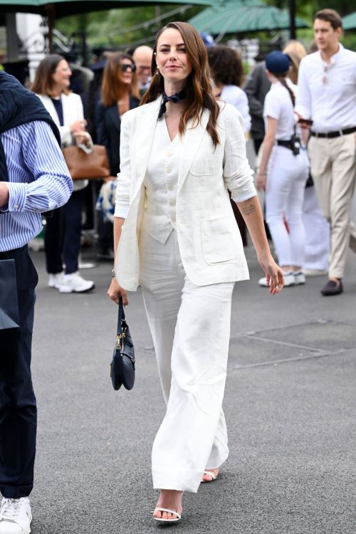 Kaya Scodelario in White Suit Pants at Wimbledon Tennis Championships 2024 in London 1