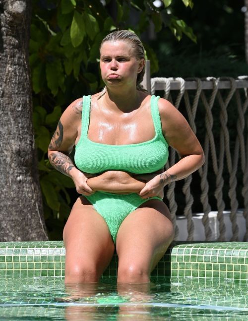 Kerry Katona in Green Bikni with Ryan Mahoney on Holiday Break in Spain, July 2024