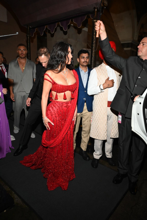 Kim Kardashian in a Red Dress Arrives at Anant Ambanis Wedding Mumbai 1