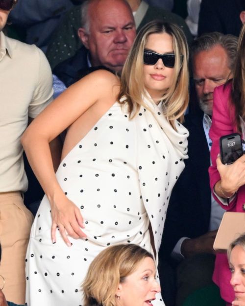 Margot Robbie wears a Dotted Dress at 2024 Wimbledon 2024 in London 3