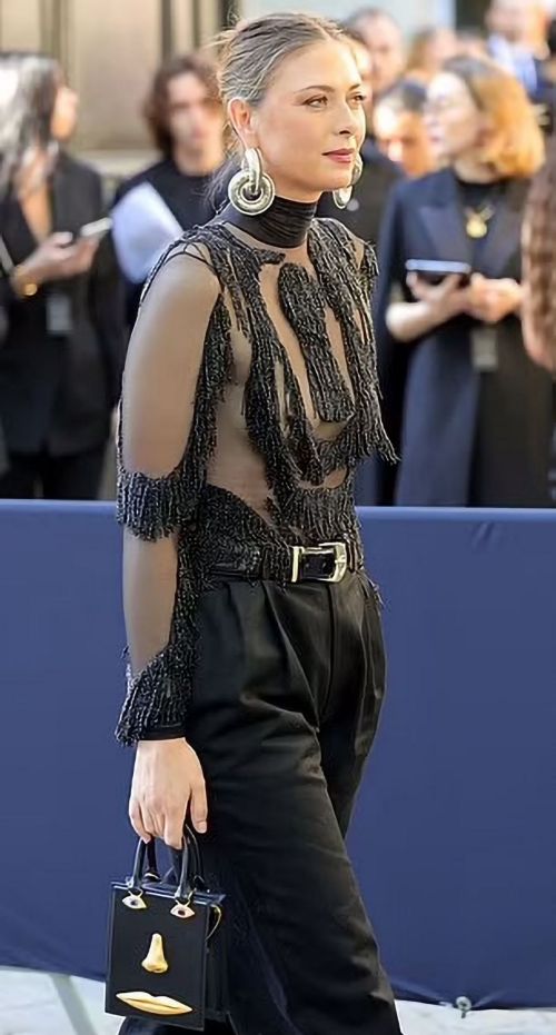 Maria Sharapova seen in Black Outfit at Fall Winter 2025 Haute Couture Fashion Week in Paris 2