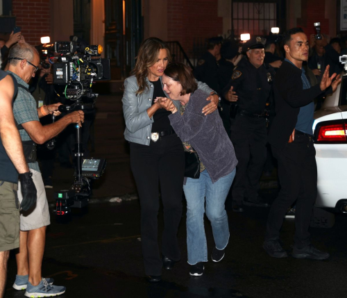 Mariska Hargitay and Annie Donna Kelly on the Set of Law and Order SVU in West Village