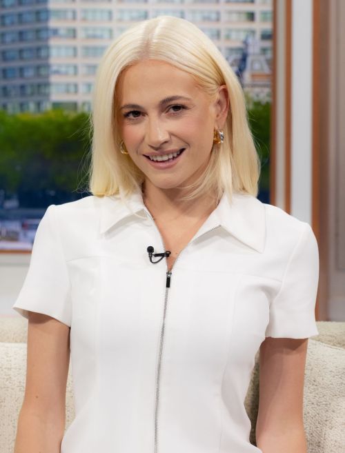 Pixie Lott in White Short Dress at 2024 Good Morning Britain TV Show in London 1