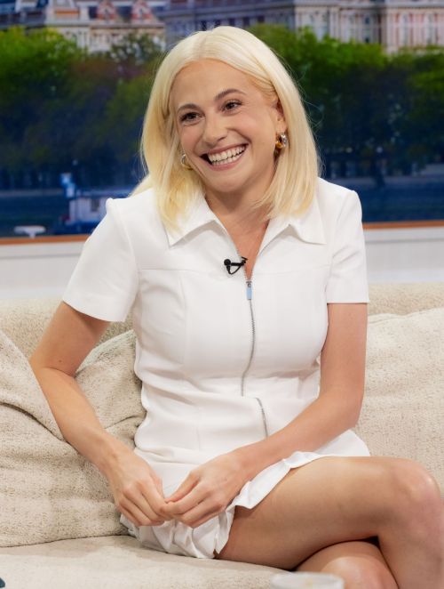 Pixie Lott in White Short Dress at 2024 Good Morning Britain TV Show in London 3