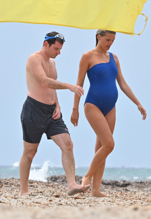 Pregnant Madison Headrick in Swimsuit and Joe Nahmad on the Beach in St Tropez 1