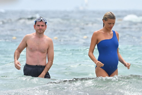 Pregnant Madison Headrick in Swimsuit and Joe Nahmad on the Beach in St Tropez 5