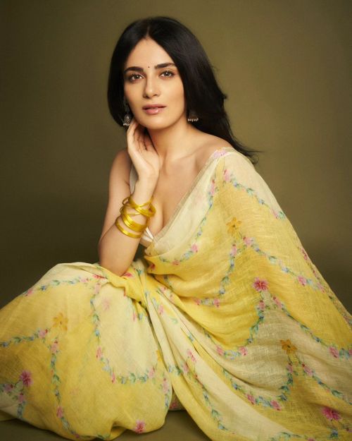 Radhika Madan wears Nadiya Paar Clover Field Mulberry Organza Silk Sari Photoshoot, July 2024