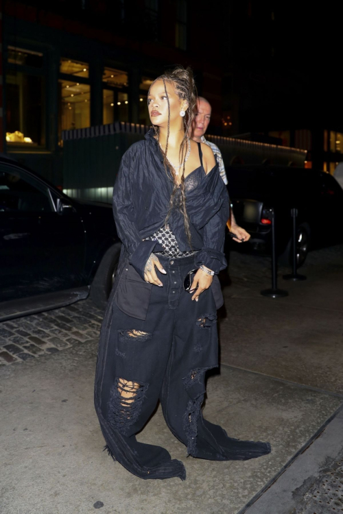 Rihanna in Double Denim at Photoshoot with ASAP Rocky at Mercer Hotel in New York 4