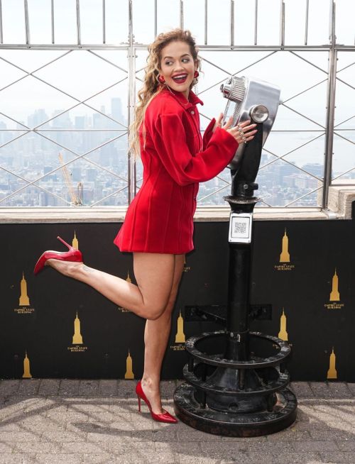 Rita Ora at Empire State Building Celebrates 2024 Descendants: The Rise of Red in New York 1