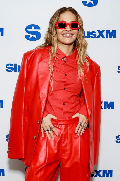 Rita Ora wore a Red Outfit at SiriusXM Studios 2024 in New York