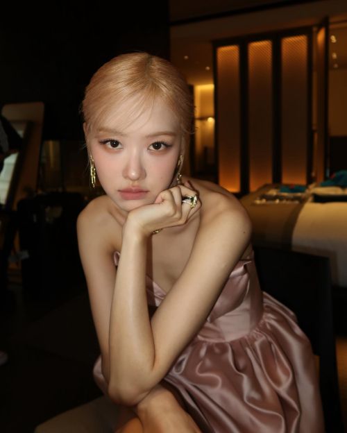 Rose pose in Copper Color Shinnig Dress at Tiffany & Co. Event, May 2024