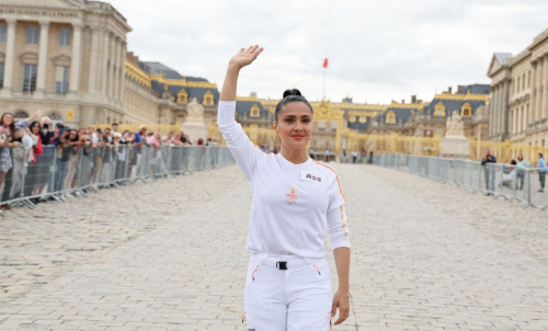 Salma Hayek Attends the Carrying of the Olympic Flame for Paris 2024 Olympic Games 1