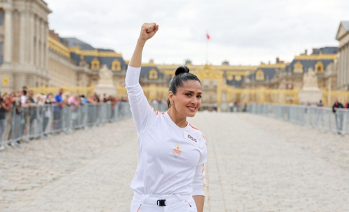 Salma Hayek Attends the Carrying of the Olympic Flame for Paris 2024 Olympic Games 3