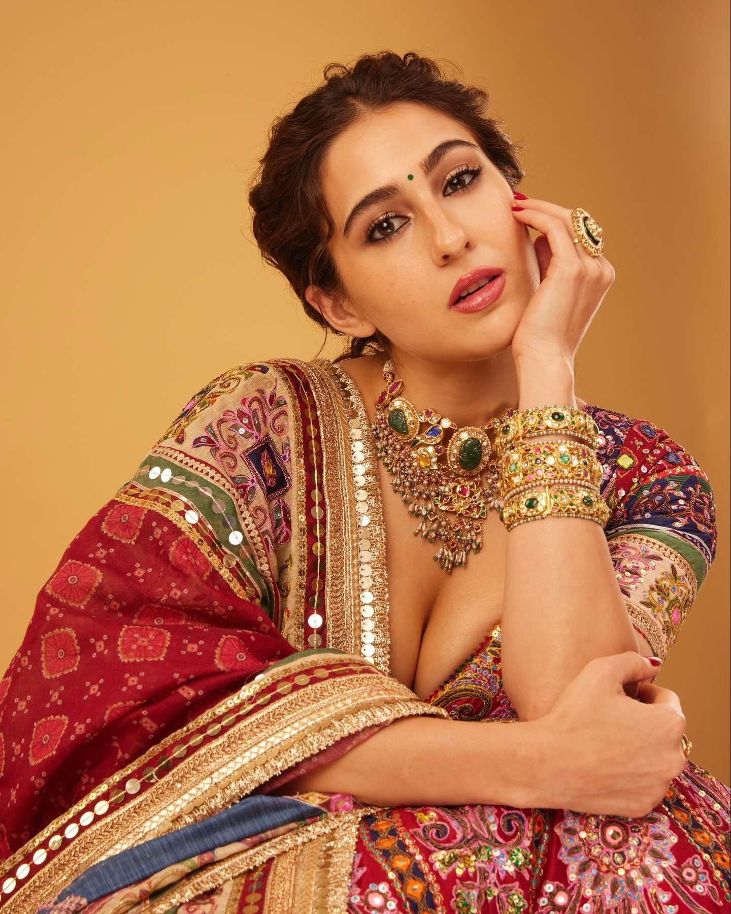 Sara Ali Khan Wears Mayyur Girotra for Ambani Mehendi-Haldi Ceremony, July 2024