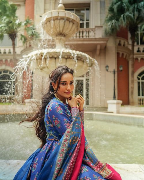 Surbhi Jyoti wears a Printed Churidar Anarkali and a Chiffon Lahriya Duppatta Photoshoot, July 2024 3