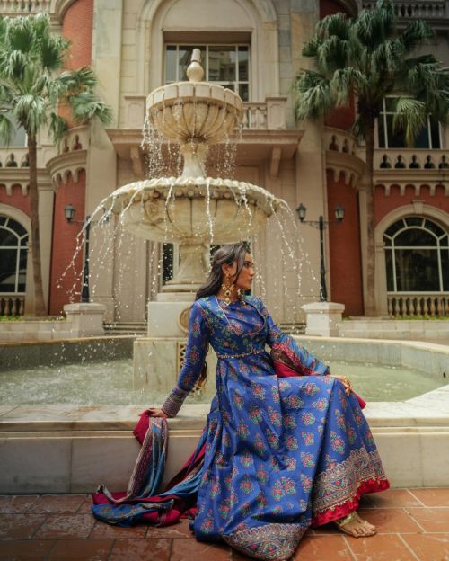 Surbhi Jyoti wears a Printed Churidar Anarkali and a Chiffon Lahriya Duppatta Photoshoot, July 2024 4