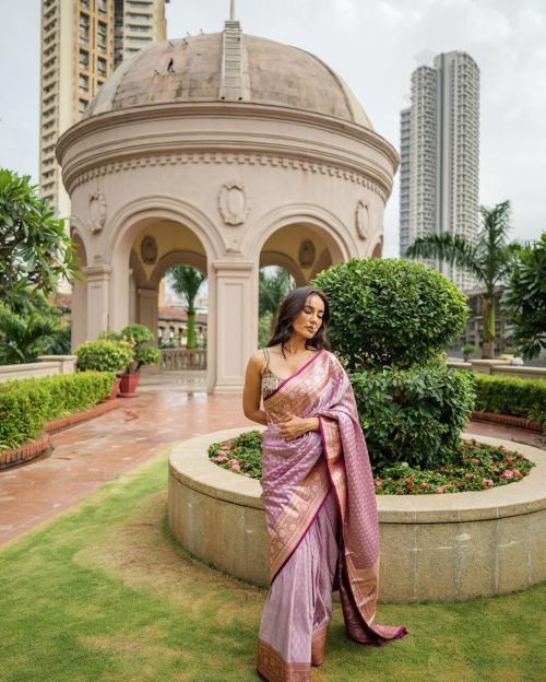 Surbhi Jyoti wears JARIERA Light Pink Banarasi Saree Photoshoot, July 2024 5