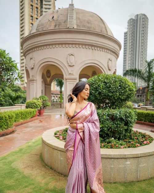 Surbhi Jyoti wears JARIERA Light Pink Banarasi Saree Photoshoot, July 2024 6