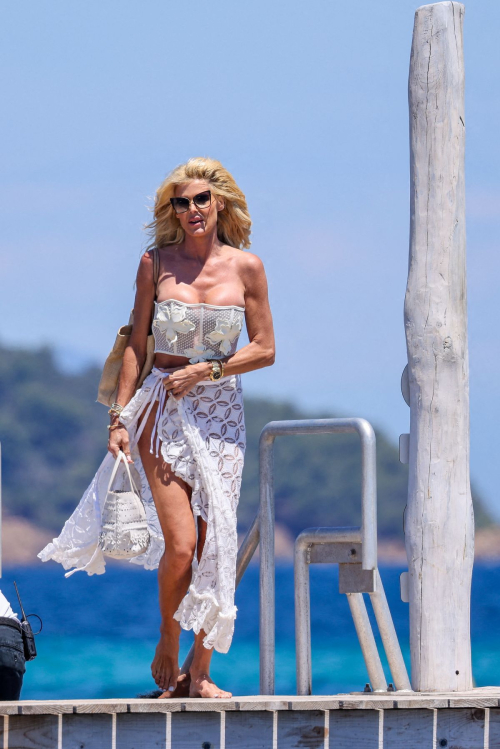 Victoria Sikvstedt Arrives at Le Club 55 on Ramatuelle Beach in Saint-Tropez