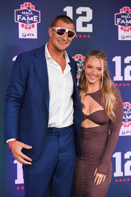 Camille Kostek and Rob Gronkowski at Tom Brady’s Patriots Hall of Fame 2024 Induction Ceremony in Foxborough 1