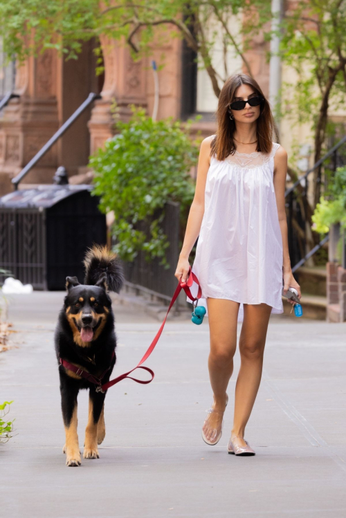 Emily Ratajkowski Walking Dog New York August 2024 6