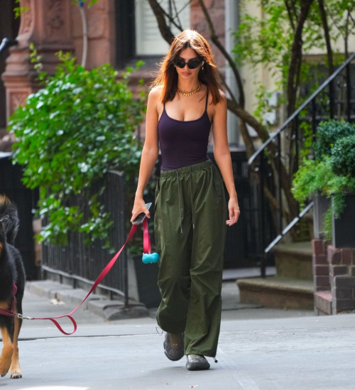 Emily Ratajkowski Walks Dog New York August 2024 1