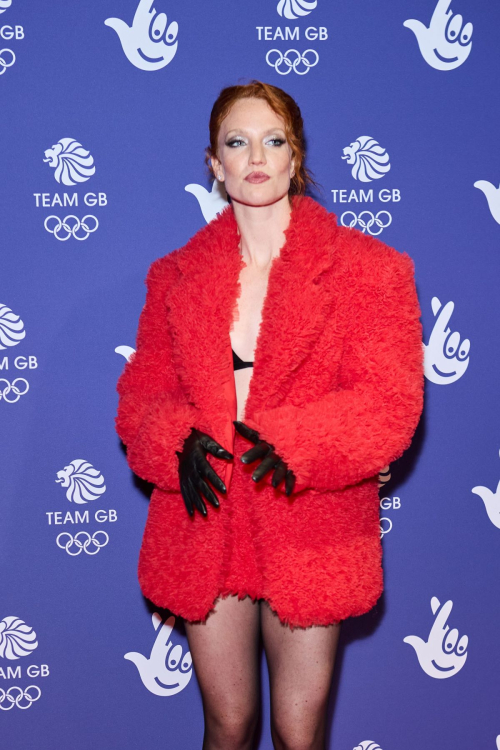 Jess Glynne in Red Dress at Team GB Homecoming Event 2024 at AO Arena in Manchester 4