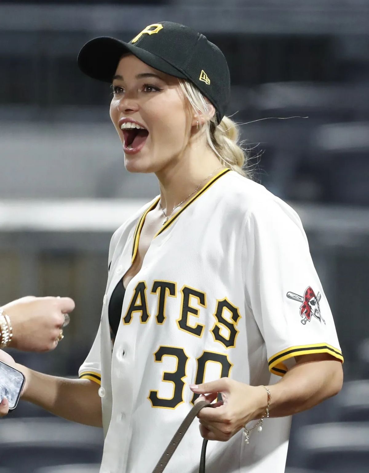 Livvy Dunne at Cincinnati Reds vs Pittsburgh Pirates Game at PNC Park in Pittsburgh