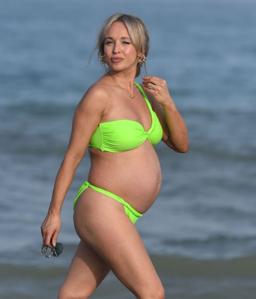 Pregnant Jorgie Porter in Bikini at Beach in Spain 2