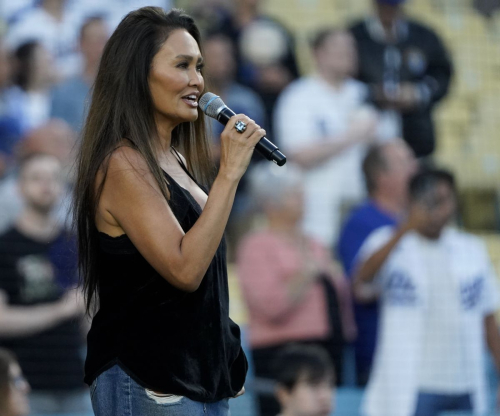 Tia Carrere Sings National Anthem at Los Angeles Dodgers vs Baltimore Orioles Game at Dodger Stadium 4