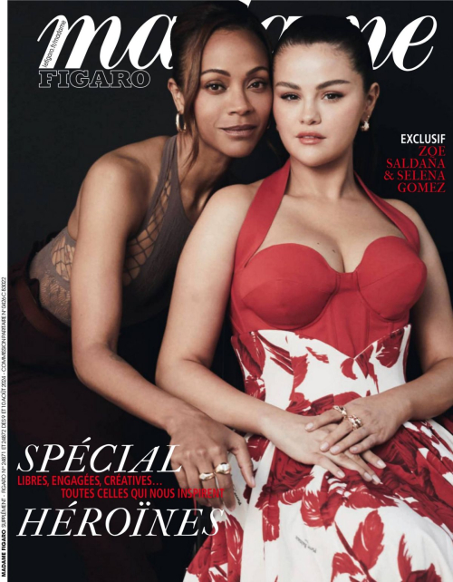 Zoe Saldana and Selena Gomez in Madame Figaro, August 2024