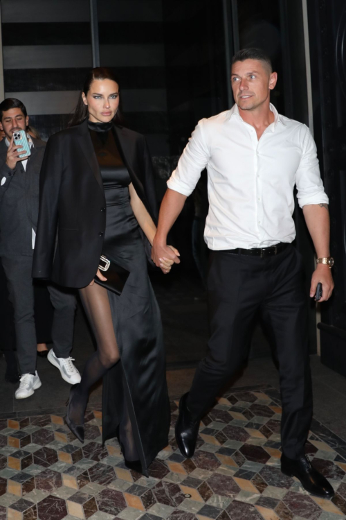 Adriana Lima and Andre Lemmers Leave Hotel Costes Paris, September 2024 3