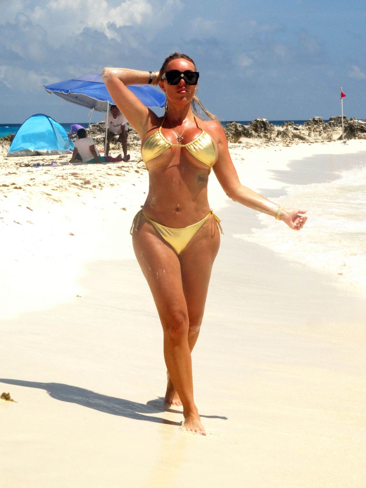 Aisleyne Horgan Wallace Gold Bikini Beach Cancun