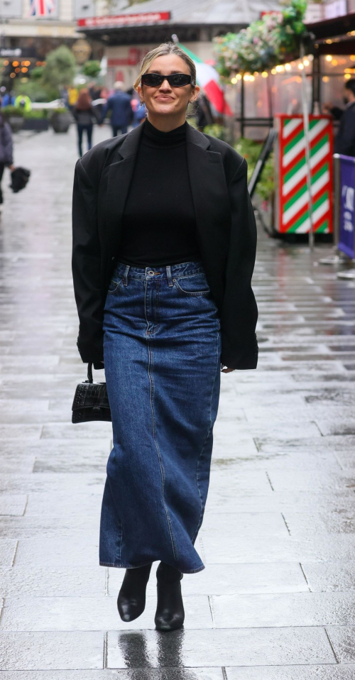 Ashley Roberts in a Denim Skirt at Heart Radio in London, September 2024 1