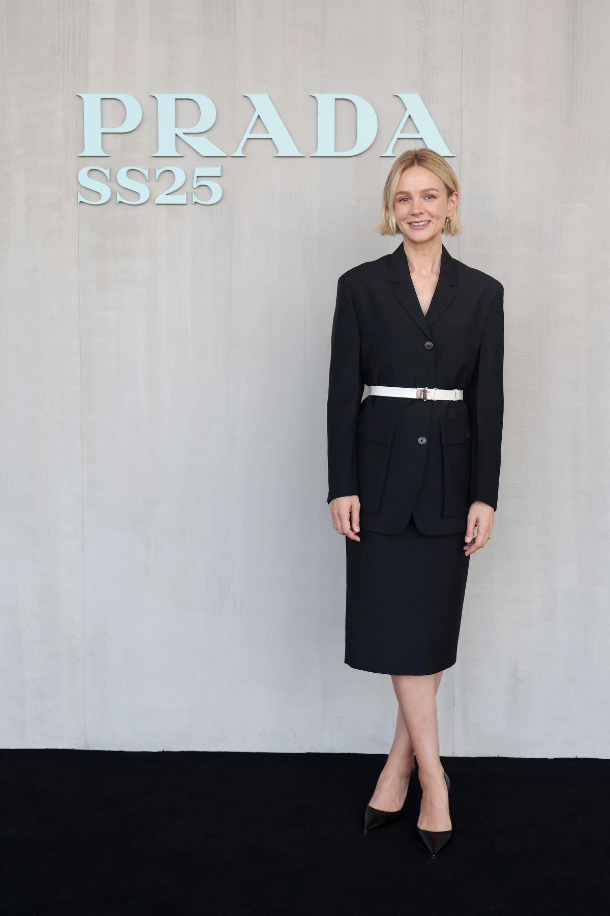 Carey Mulligan at Prada Spring/Summer 2025 Womenswear Fashion Show in Milan